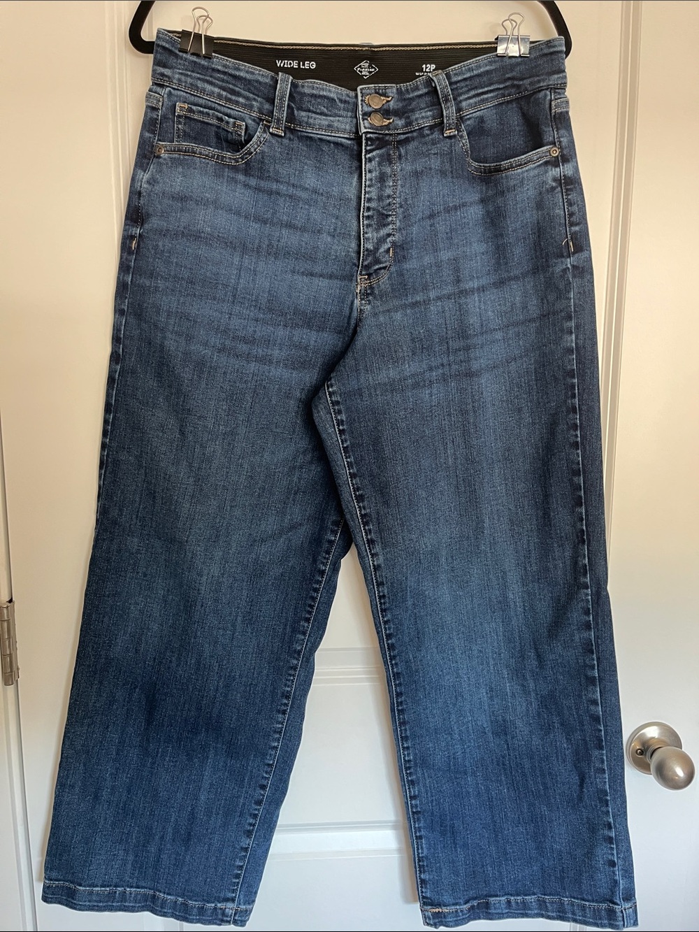 St. John's Bay Women's Wide Leg Jeans in Dark Blue Denim